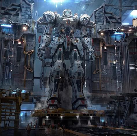 Mech Hangar, Legendary Pictures, Big Robots, Gundam Wallpapers, Pacific Rim, Concept Art World, Arte Cyberpunk, Gundam Art, Ghost In The Shell