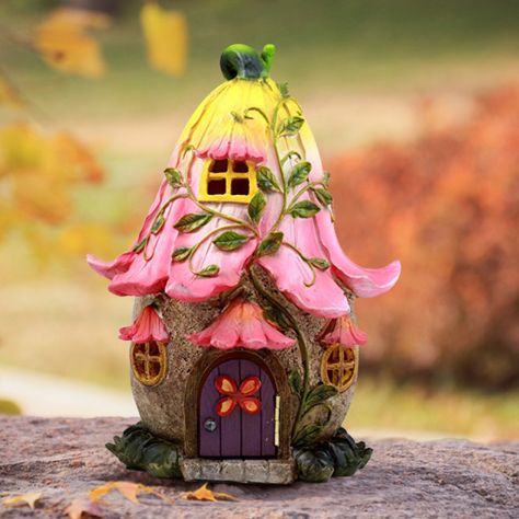 Fairy Garden Mushroom House, Cottage Fairy House, Hanging Fairy House, Fairy Garden Lantern Ideas, Fairy House Miniature, Garden Fairy House, Fairies House, Fairy Garden Figurines, Faerie House