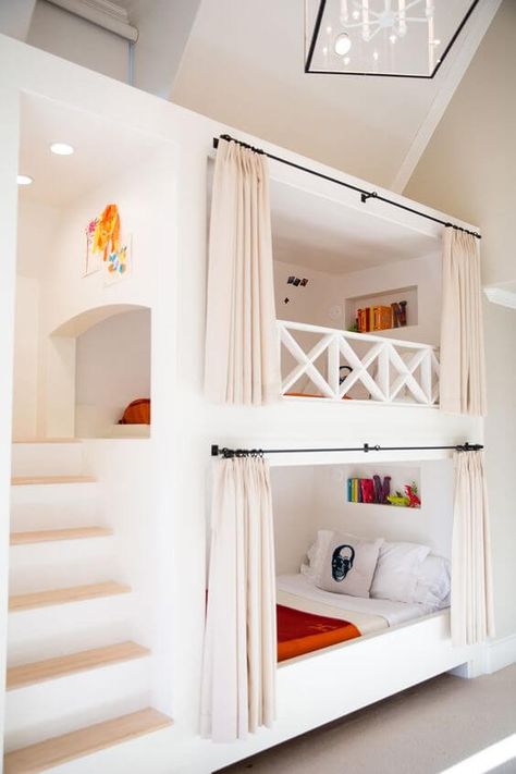 Modern Bunk Beds, Bunk Beds Built In, Built In Bunks, Bunk Rooms, Bunk Beds With Stairs, Bunk Bed Designs, Kids Bunk Beds, Awesome Bedrooms, Kids Room Design