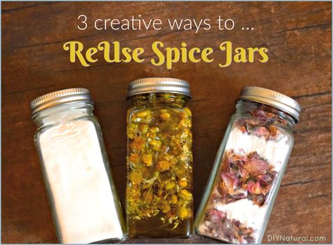 3 Creative Ways to Reuse Your Old Glass Spice Jars Diy Spice Jars, Eco Kitchen, Homemade Spice Blends, Diy Air Freshener, Spice Shaker, Glass Spice Jars, Spice Bottles, Kitchen Jars, Diy Products