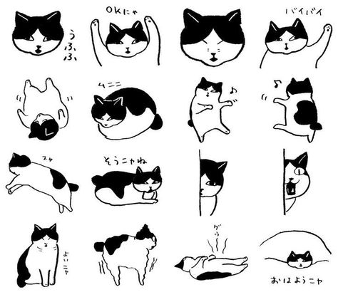 Cats Illustration Drawing, Cute Cats Illustration, Cat Cute Drawing, Cat Doodle Art, Cat Cute Illustration, Cute Animals Illustration, Cat Illustration Cute, Cat Drawing Cute, Black And White Doodles