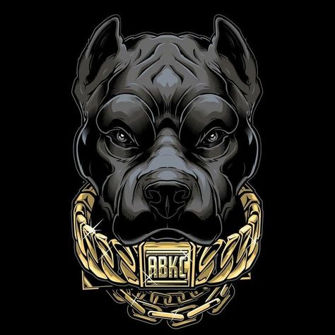 Pitbull, A Black, Logo Design, Chain, Black, Design