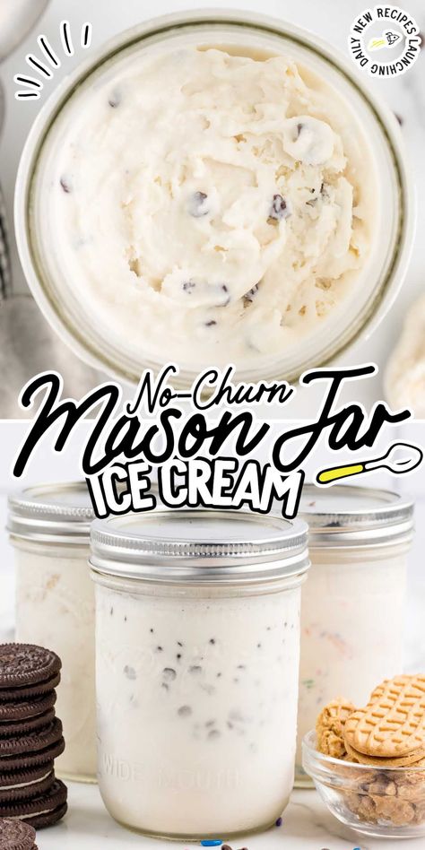 Mason Jar Ice Cream Jar Ice Cream, 4 Ingredient Ice Cream, Ice Cream In A Jar Recipe, Ice Cream In A Jar, Mason Jar Ice Cream, Ice Cream Recipes Mason Jar, Homemade Ice Cream In A Mason Jar, Ice Cream Mason Jars, Ice Cream Ingredients