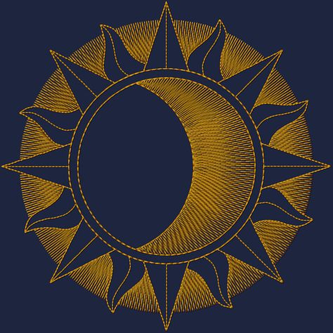 Advanced Embroidery Designs - Solar Eclipse Manadala Advanced Embroidery Designs, Advanced Embroidery, Aari Embroidery, Sticker Patches, Solar Eclipse, Sun And Moon, Machine Embroidery, Embroidery Designs, Solar