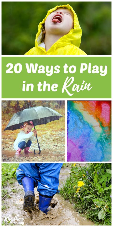 This collection of 30 weather and printable activities for kids will help you teach your children about all kinds of weather! Play In The Rain, Rainy Day Activities For Kids, Forest School Activities, Rainy Day Fun, Nature School, Raining Outside, Outdoor Education, Steam Activities, Make Music