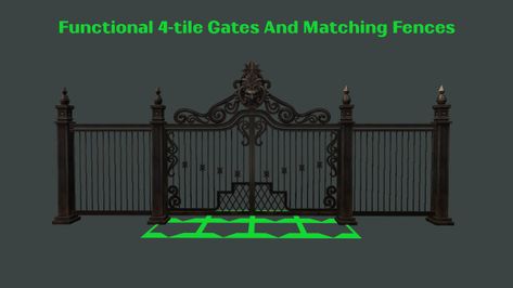 Sims4 Fence Cc, Sims 4 Fence And Gate Cc, Fence And Gate, Victorian Estate, Ts2 Cc, Wrought Iron Gate, Los Sims, How To Make Animations, Iron Gate