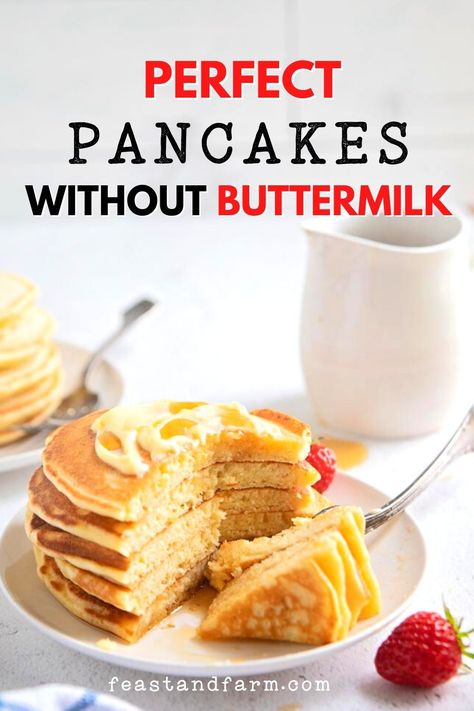 Pancake Recipe Without Buttermilk, Pancakes Without Buttermilk, Crispy Pancake Recipe, Homemade Breakfast Burritos, Homemade Breakfast Recipes, Crispy Pancakes, Freeze Pancakes, Delicious French Toast, Homemade Pancake Recipe