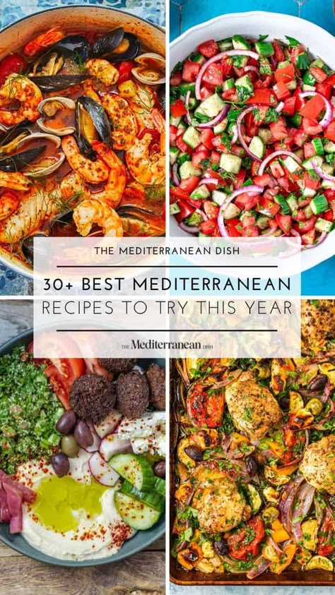 Best Mediterranean recipes from the leading expert of Mediterranean food and Mediterranean cooking! Whether you're looking to follow the Mediterranean diet or need to give your meals a bright twist, there is something for you on this list...Greek food, spanish food, Italian food, Moroccan food, Turkish food and more! Medditeranean Food Mediterranean Recipes, Greek Diet Recipes, One Pot Mediterranean Recipes, Meditrain Diet Mediterranean Recipes, Mediterranean Recipes Lunch, Baked Stuffed Salmon, Turkish Diet, Medditeranean Food Recipes, Vegetarian Mediterranean Recipes