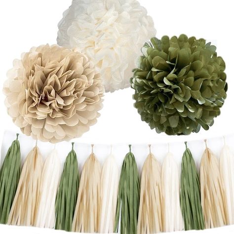 Green Party Decorations Tissue Paper Flower Pom Poms and | Etsy Australia Mint Party Decorations, Flower Pom Poms, Green Bridal Showers, Bachelorette Decorations, Modern Baby Shower, Decorations Party, Gold Party, Green Decor, Leaf Decor