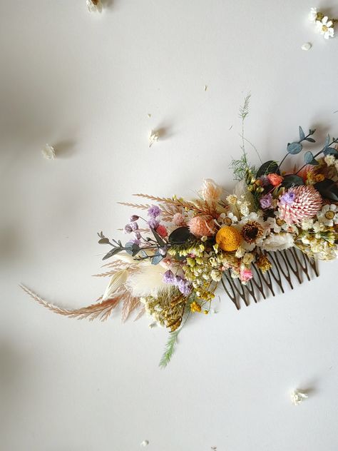 Wildflower Hair, Natural Bridal Hair, Bridal Flower Hair Comb, Floral Hair Pieces, Floral Comb, Rustic Flower, Floral Accessories Hair, Flower Comb, Vintage Cottagecore