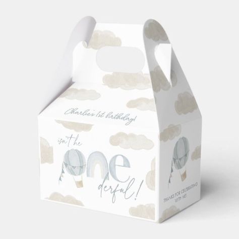 $3.3 | Onederful Hot Air Balloon Blue 1st Birthday - isn't he onederful, onederful 1st birthday, onederful boys 1st birthday, hot air balloon 1st birthday, 1st birthday favor boxes, kids party favor boxes, boho rainbow 1st birthday, boys 1st birthday, boys onederful birthday, blue boys 1st birthday Hot Air Balloon Cake, Baby First Birthday Themes, 1st Birthday Favors, Onederful Birthday, Birthday Boho, Hot Air Balloon Party, Birthday 1st, Favor Boxes Birthday, Party Bags Kids