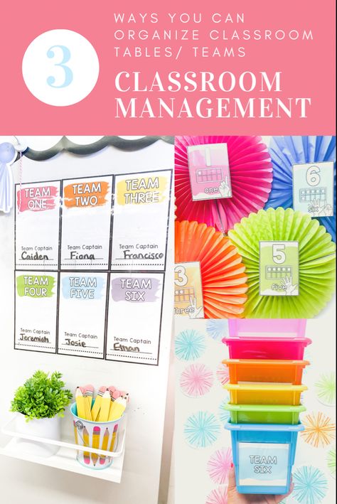 Classroom management hacks with the table point system. Rainbow table points on white board, table fans with labels and math visual, team book bins labeled. Rainbow organization Table Leaders In Classroom, Table Captains For Classroom, Table Teams Classroom, Small Group Classroom Management, Table Captain Ideas Classroom, Grade 1 Classroom Management, Table Points Classroom, Classroom Management Individual, Table Wars Classroom Management