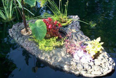 Heather Justesen: Floating Islands Provide Advantages in the Pond Pond Building, Above Ground Pond, Bog Plants, Floating Islands, Expanding Foam, Floating Garden, Floating Island, Pond Ideas, Pond Pumps