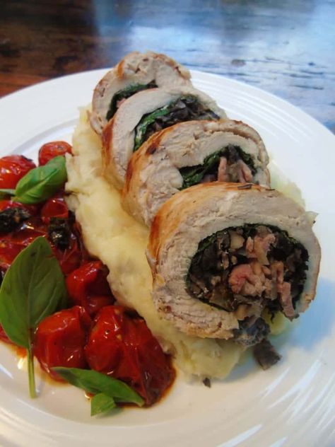 Seriously Easy Stuffed Chicken Ballotine - Basement Bakehouse Chicken Ballotine Recipe, Chicken Ballotine, Easy Stuffed Chicken, Chicken Francaise Recipe, Chicken Francaise, Chicken Roulade, Stuff Chicken, Mushrooms And Spinach, Spring Meals