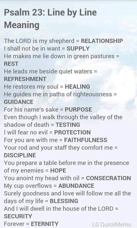 Psalm 23: Line by Line Meaning ￼ Anoint My Head With Oil, My Cup Overflows, I Will Fear No Evil, He Restores My Soul, House Of The Lord, Soul Healing, Good Prayers, Bible Facts, Prayer Verses