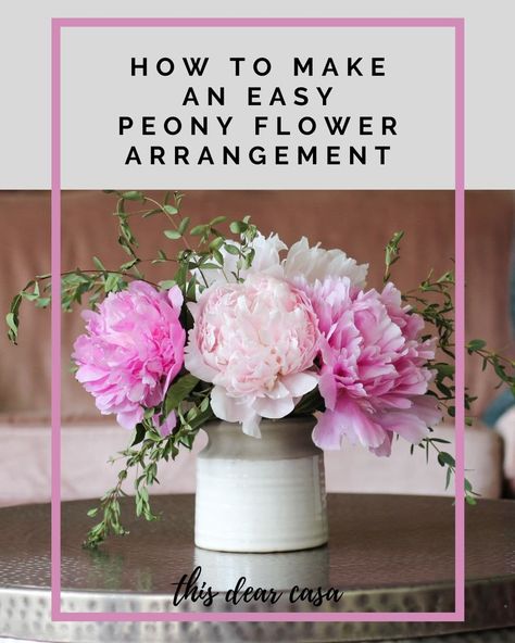 Peony Flower Arrangements, Peony Farm, Peonies Centerpiece, Peony Arrangement, Short Vase, Diy Arrangements, Flower Vase Arrangements, Flower Arrangements Simple, Arrangement Ideas