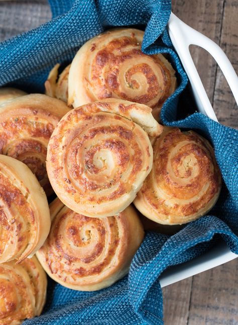 Soft bread dough made from scratch is stuffed with ooey gooey cheese and savory spices to create these delicious homemade cheese rolls. Pair with a bowl of hearty soup and you've got the perfect comfort food meal! Homemade Cheese Rolls, Cheese Rolls Recipe, Cheesy Rolls, Cheese Roll Recipe, Yeast Baking, Rolls Bread, Cheese Rolls, Cheese Roll, Soft Bread