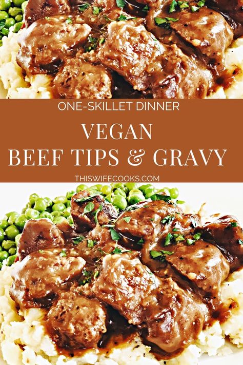 Vegan Beef Tips Recipe, Plant Based Beef Recipes, Vegan Beef Tips, Gardein Recipes, Beef Tips And Gravy Recipe, Vegetarian Steak, Beef Tips And Rice, Beef Tip Recipes, Ms Diet