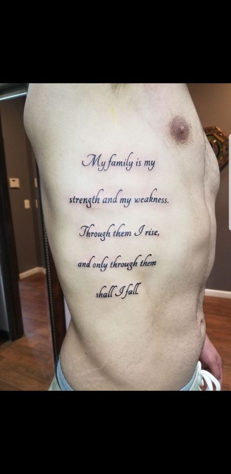 Chest Tattoo Quotes, Rib Tattoo Quotes, Small Rib Tattoos, Tattoo Font For Men, Family Quotes Tattoos, Rib Tattoos For Guys, Men's Tattoos, Family Tattoos For Men, Tattoo Quotes For Men