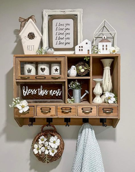 Hobby Lobby Shelf Decor, Hobby Lobby Shelves, Hobby Lobby Shelf, Clean Living Room, Living Room Looks, Farmhouse Living Room Wall Decor, Clean Living Rooms, Peace Light, Living Room Wall Decoration