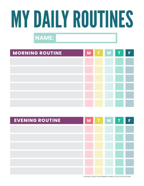 Get your kids on a daily schedule with is kid’s routine chart printable. You can customize this daily checklist and create a daily morning and evening routine for your child. Grab your free printable today! Daily Routine Schedule Printable Free, Family Routine Chart, Homeschool Routine Chart, Daily Morning Routine Checklist, Chore List Template Free Printables, Family Chore Chart Cleaning Schedules Free Printable, Free Daily Schedule Printable, Morning Chores Daily Routines, Daily Checklist Printable Free