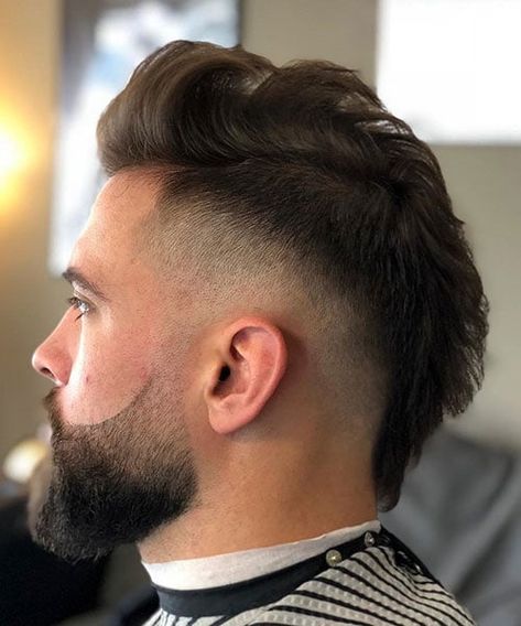 Mens Mohawk Fade, Fauxhawk Fade Men, Shaved Side Haircut, Side Haircut, Short Hair With Beard, Best Fade Haircuts, Mohawk Haircut, Mohawk Hairstyles Men, Man Bun Hairstyles