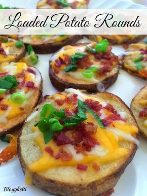 Potato Rounds, Roasted Potato, Potato Skin, Loaded Potato, Potato Wedges, Snacks Für Party, Christmas Party Food, Dinner Dishes, Appetizers For Party