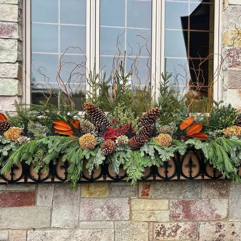 9 Winter Window Box Ideas | The Family Handyman Fall Flower Boxes, Winter Window Boxes, Christmas Window Boxes, Fall Window Boxes, Window Box Plants, Faux Christmas Trees, Winter Planter, Window Box Flowers, Winter Window