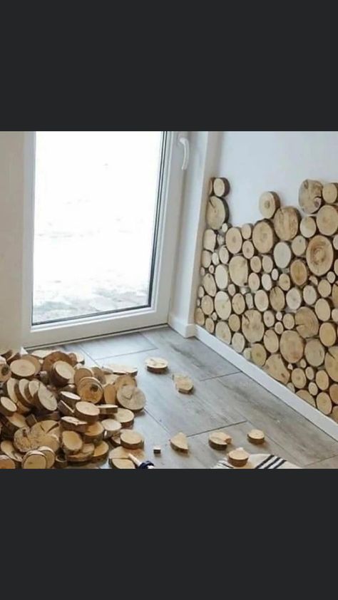 Wood Circles Wall, Log Round Wall, Wood Cookie Wall, Wood Round Wall, Wood Slice Wall, Spring Front Porch Decor, Deck Furniture Layout, Minwax Stain Colors, Log Wall