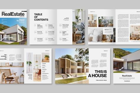 Real Estate Magazine Template - Design Template Place Professional Architecture Portfolio, Portfolio Layout Template, Architect Portfolio Design, Architecture Student Portfolio, Architecture Portfolio Template, Real Estate Magazine, Architecture Brochures, Catalog Design Layout, Architecture Portfolio Layout