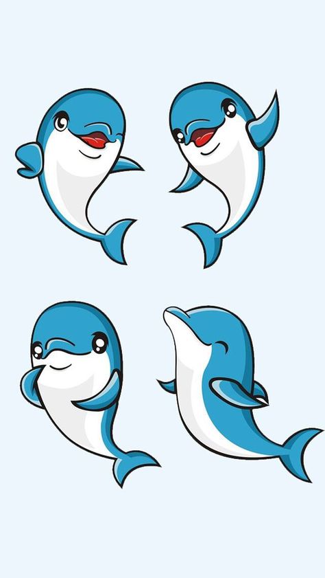 Blue Dolphin, Dolfin Drawings, Kawaii Dolphin, Dolphin Cartoon, Cartoon Dolphin, Dolphin Drawing, Simple Wall Paintings, Dolphin Photos, Cartoon Sea Animals