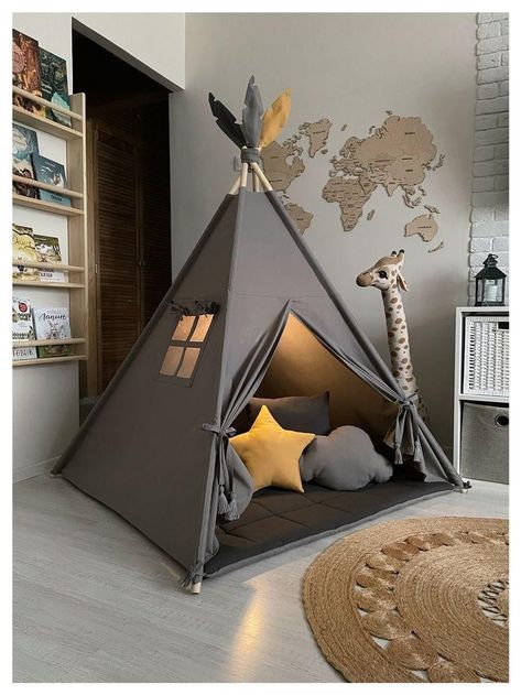 Kids Bedroom Aesthetic, Cozy Kids Bedroom, Small Kids Playroom Ideas, Kids Room Decoration Ideas, Small Kids Playroom, Tent Kids Room, Small Kids Playrooms, Ikea Hack Living Room, Diy Kids Tent