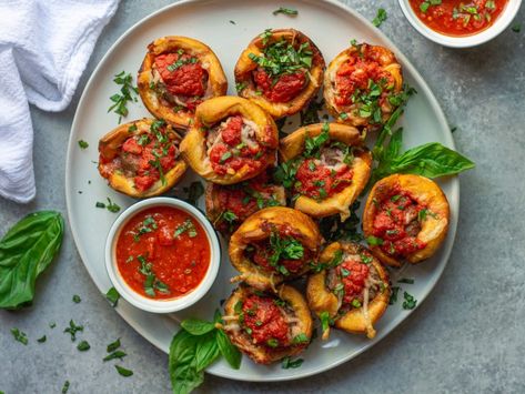 Meatball Sub Bites - Eat Figs, Not Pigs Zucchini Pizza Recipes, Beyond Sausage, Salad Panzanella, Barbecue With Friends, Salad Caprese, Cheese Sauce For Broccoli, Crispy Potato Skins, Baked Potato Skins, Eggplant Pizzas