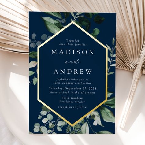 Gold Frame Wedding, Dark Green Wedding, Popular Wedding Invitations, Wedding Invitation Trends, Gold Foil Wedding Invitations, Emerald Green Weddings, Navy Wedding Invitations, Botanical Wedding Invitations, Gold Foil Wedding