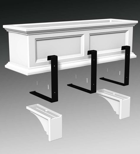 Lexington Window Box Corbels, Set of 2 - White | PlowHearth Window Box Planters, Box Planters, Decorative Corbels, Repurposed Windows, Window Box Flowers, Window Planters, Decorative Brackets, Window Planter Boxes, Wall Mount Bracket