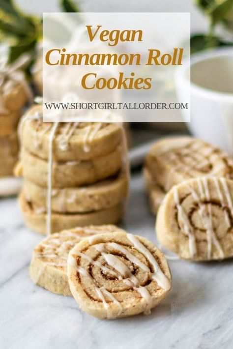 Vegan Cinnamon Roll Cookies! Tastes just like a cinnamon roll, but takes only 30 minutes to whip these up!  #vegan #vegancookies #cinnamonrollcookies Vegan Cookie Recipes, Vegan Biscuits, Cinnamon Roll Cookies, Cookies Healthy, Vegan Cookie, Vegan Christmas Recipes, Cookie Recipes Unique, Vegan Cookies Recipes, Cake Vegan