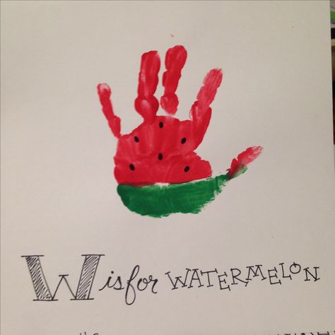 W is for Watermelon Handprint D Is For Craft Handprint, W Is For Handprint Craft, S Is For Craft Handprint, Watermelon Handprint Art, L Is For Handprint Craft, V Is For Handprint Craft, W Handprint Craft, Watermelon Handprint Craft, Letter W Handprint Craft