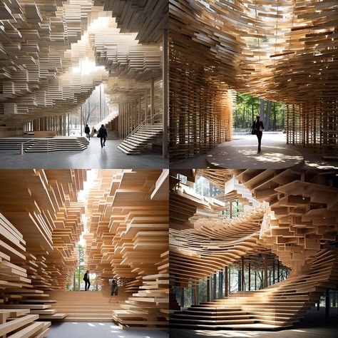 Kengo Kuma AI Art Style - Exploring Organic Forms - Kengo Kuma Stable Diffusion - Kengo Kuma DeepArt Kengo Kuma Architecture, Filippo Brunelleschi, Traditional Japanese Architecture, Kengo Kuma, Streamline Moderne, Japanese Architect, Study Architecture, Deep Art, Organic Forms