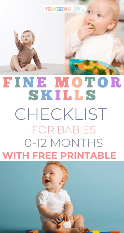 Do you ever wonder what fine motor skills your baby should be able to do? Use this checklist and free printable as a guideline to track your baby's development! Baby Development Chart, Baby Milestone Chart, Baby Development Activities, Newborn Hacks, Fine Motor Skills Activities, Motor Skills Activities, Toddler Development, Baby Care Tips, Development Activities