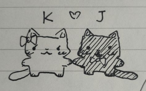 Two Cats Drawing Cute, Best Friend Doodles, Silly Animal Drawings, Two Cats Drawing, Duo Doodles, Friend Doodles, Silly Cat Drawings, Silly Cat Doodles, Cat Doodles