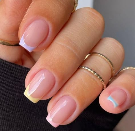 Pastel French Tips Square, Nails Biab, Unghie Sfumate, Milky Nails, Hair Fixing, Nagel Tips, French Tip Acrylic Nails, Work Nails, Cute Gel Nails