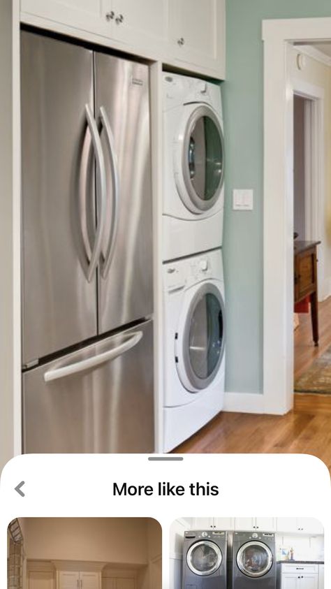 Laundry And Fridge Room, Fridge In Utility Room, Room Pantry Ideas, Laundry Kitchen Combo, Kitchen With Washer And Dryer, Washer And Dryer In Kitchen, Pantry And Laundry Room Combo Layout, Condo Layout, Single Wall Kitchen Layout