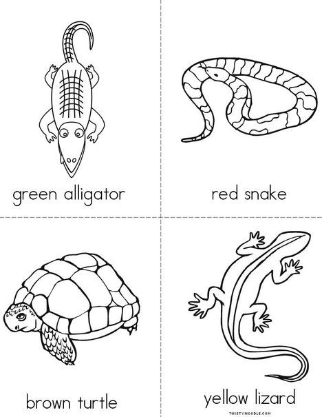 Color the reptiles! Mini Book from TwistyNoodle.com Reptile Kindergarten Activities, Reptile Worksheets Preschool, Reptile And Amphibians Preschool, Reptile Worksheets Free Printable, Reptile Worksheets, Reptiles Worksheet, Sentra Persiapan, Mammals And Reptiles Worksheet, Reptiles Preschool