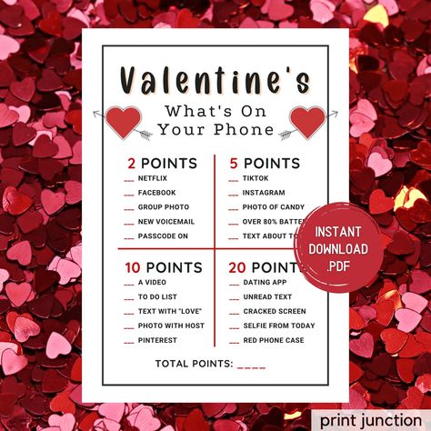 Valentines Day Whats On Your Phone Game, Fun Party Games, Girls Night Out, Galentines Day, Ladies Night, Girls Night In, Instant Download Kids Makeup Ideas, Him Wallpaper, Gift Nails, Valentine Drinks, Valentine's Day Party Games, Valentine Party Game, Diy Party Games, Kids Cookies, St Valentines Day