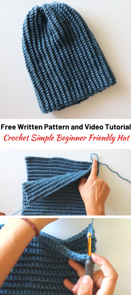 Crochet Simple Beanie, Easy Crochet Beanies, Beanie Hat Crochet Pattern, Hair Covers, Crochet Beanies, Crochet Stitches For Blankets, Crocheted Hats, Hat Tutorial, Knit Ideas