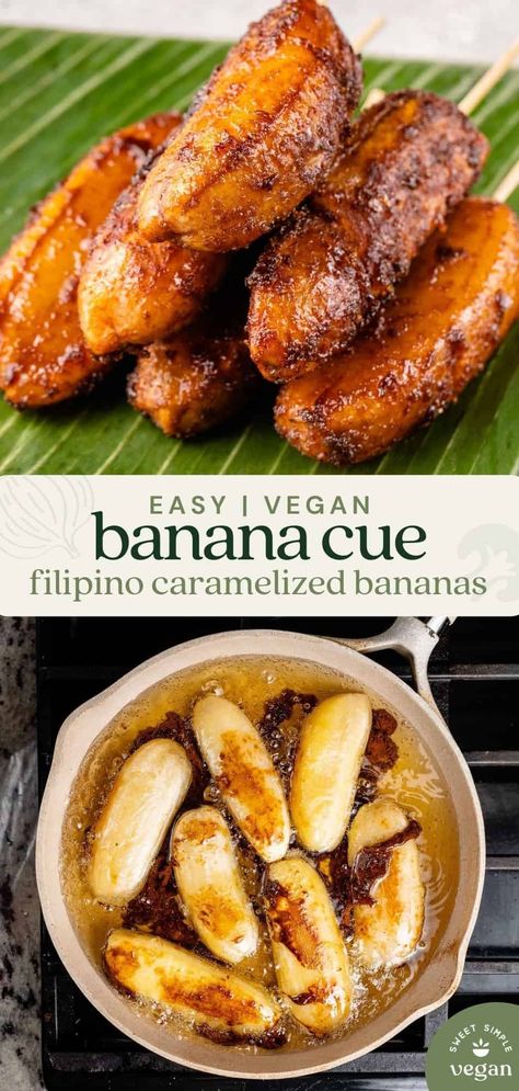 Banana Cue (Filipino Fried Caramelized Bananas) Filipino Fusion Recipes, Filipino Appetizers For Party, Banana Cue, Filipino Sweets, Phillipino Food, Pinoy Dishes, Easy Filipino Recipes, Filipino Street Food, Filipino Snacks