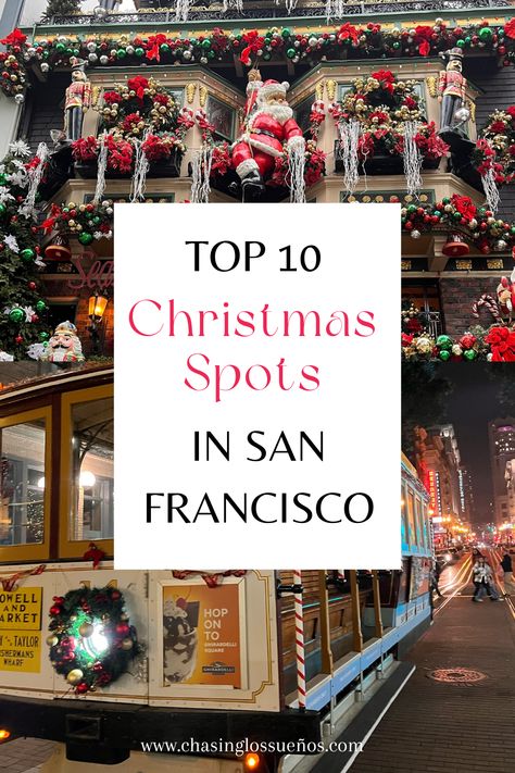 Top 10 spots to go to during Christmas in San Francisco. From the most infamous Christmas trees to a swing tucked away in the streets of San Francisco. San Francisco To Do, Christmas In San Francisco, Travel San Francisco, California Christmas, Trip To California, Where To Next, California Travel, Holiday Travel, Best Christmas