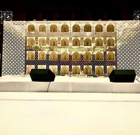 Diakon Events’s Instagram post: “Royal backdrop Completely mirror look backdrops for Sufi night One of our fine Production design made and executed #backdrop…” Sufi Stage Decor, Sufi Night Decor, Royal Backdrop, Mirror Backdrop, Sufi Night, Stage Backdrop Design, Music Stage, Reception Stage, Reception Stage Decor