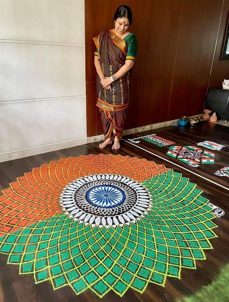 Rangoli For School Competition, Theme Based Rangoli For Competition, Karnataka Food, Diy Rangoli, Rangoli Designs For Competition, Balloon Arch Diy, Simple Muggulu, Maa Image, Vegetable Decoration