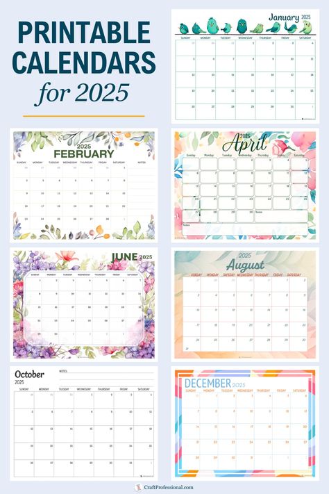 2025 calendar printable pages you can download free. Get organized with these stylish planners! Cute Printable Calendar, Free Monthly Planner, Free Monthly Calendar, Free Printable Calendar Templates, Free Printable Calendars, Calendar Design Template, July Calendar, Blank Monthly Calendar, August Calendar